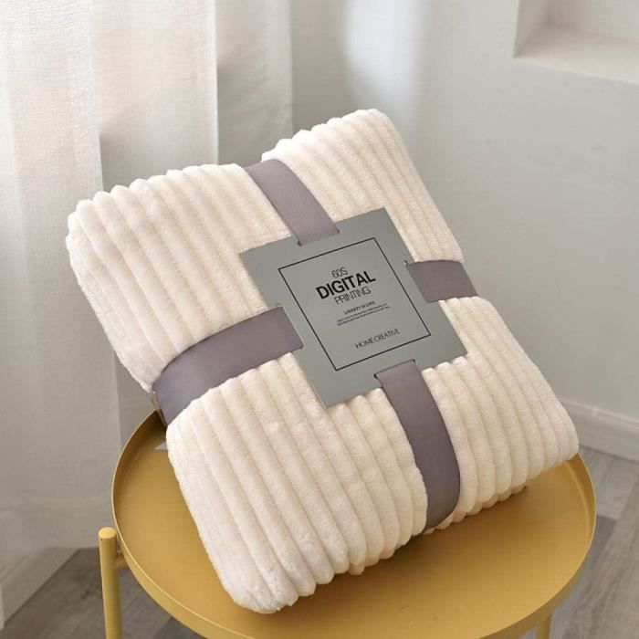 Couverture, plaid polaire, jeté de canapé - Vivezen - Violet prune - 25.99