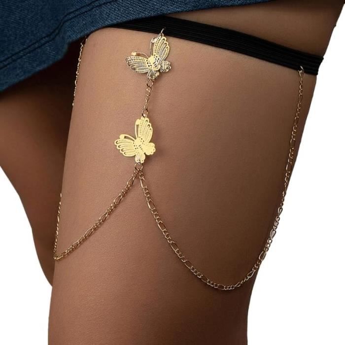 Chaîne De Jambe Bohème Yienate - Avec Strass, Alliage Doré/Argenté, Accessoire Festival Et Soirée