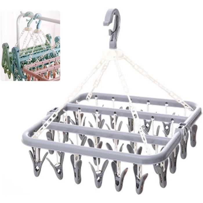 Ciieeo Crochet Coupe-Vent Antidérapant pour Cintres Et Étendoirs Accessoire Pratique pour Buanderie Balcon Et Voyage Lot de 25 Crochets Ronds pour Corde À Linge