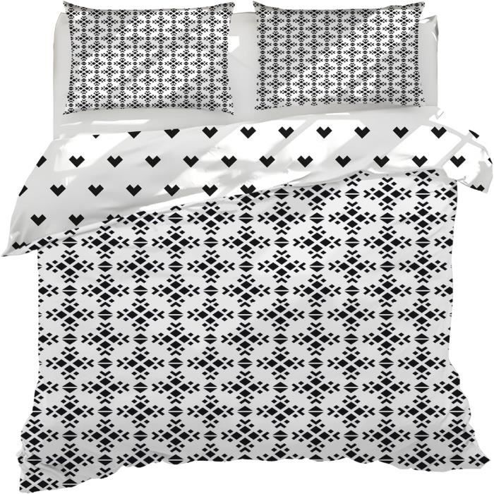 Parure De Lit 220x240 Cm à Carreaux – Microfibre Douce, 2 Taies 65x65, Fermeture éclair – Housse De Couette 2 Personnes - 6