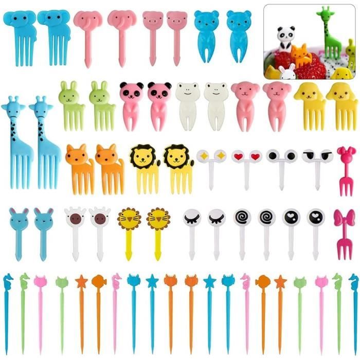 Lot De 10 Fourchettes Apéritif Enfant, Animaux, En Plastique, Pour Fruits Et Décoration