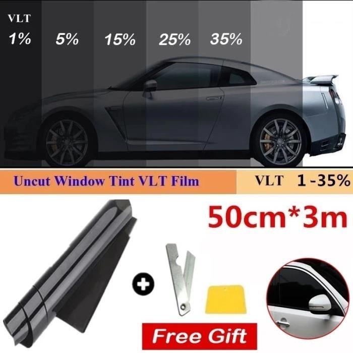 Film Teinté Pour Vitres VLT 50% - Noir Très Clair, Rouleau 76cm X 3m, Fabriqué En France