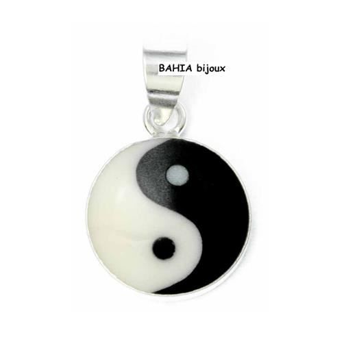 coai Pendentif Taijitu Yin Yang Pierre Obsidienne Unisexe