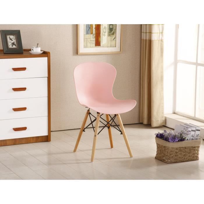 Lot De 4 Chaises Design Jamie Lorenzo Tulipe Blanche - Piètement Bois Hêtre Style Rétro