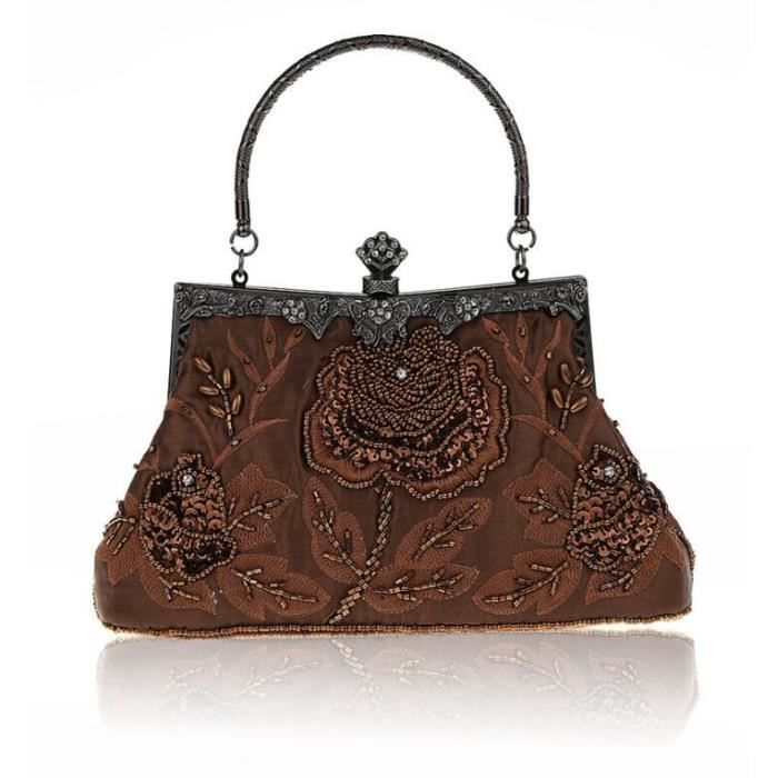 Femmes Sac Main Satin R tro Sac Pochette Sacs de Soir e Partie