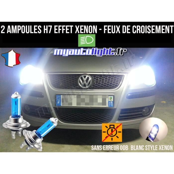 Pack ampoules H7 blanc xenon feux croisement-code pour Volkswagen Polo 9n