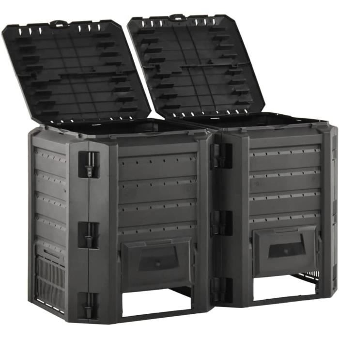 VidaXL Composteur De Jardin 740 L - Bac à Compost Plastique Résistant Aux Intempéries