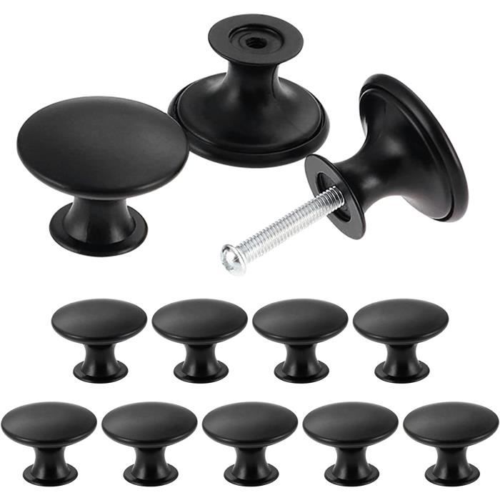 6 Boutons De Tiroir En Bois Style Bohème - 35 Mm, Motifs Blancs, Pour Armoire, Commode, Rénovation Meubles - 3
