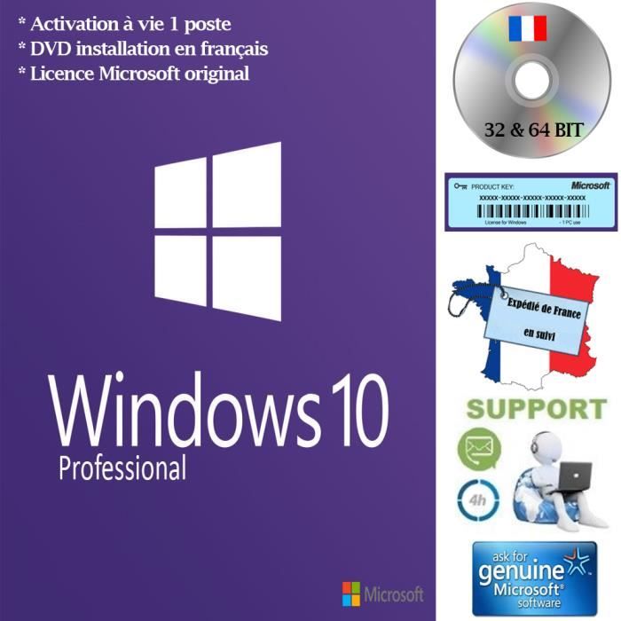 Dvd Windows 10 Pro Professionnel 32 Et 64 Bit Fr Cdiscount Informatique