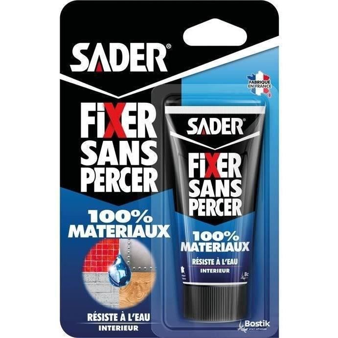 Mastic de Fixation SADER Fixer Sans Percer 100% Matériaux - Résiste à l'eau - Sans Solvant ni Odeur 