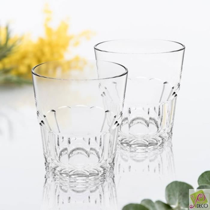 Lot De 12 Verres à Eau LOOP 21,5 Cl - Verres Transparents Modernes - Pour Maison, Anniversaire, événements - Forme Ronde, Design épuré