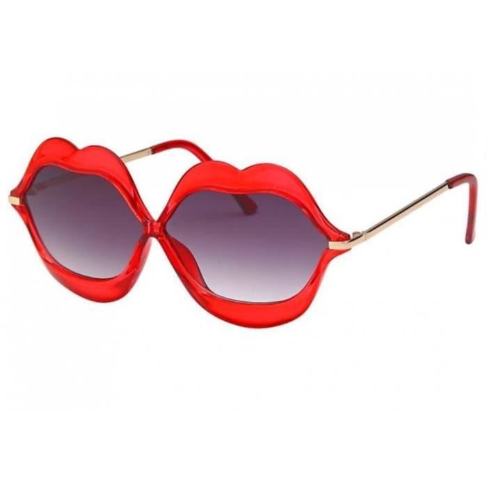 Lunette de soleil femme forme bouche levre rouge transparente pin up rockabilly Achat Vente lunettes de soleil Mixte Adulte Cdiscount