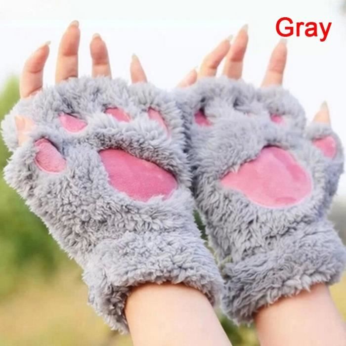 Gants De Chat Pour Adultes – Chauds, Mignons, Tricotés, Doublure Double Couche – 95% Coton + 5% Spandex