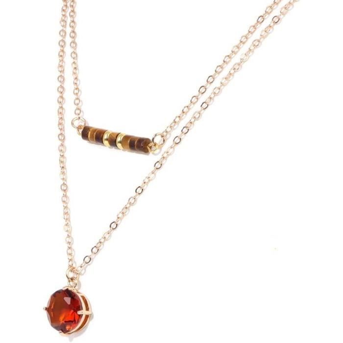 Collier Pendentif En Oeil De Tigre Pierre Naturelle - Occasion - Bijou De Lithothérapie