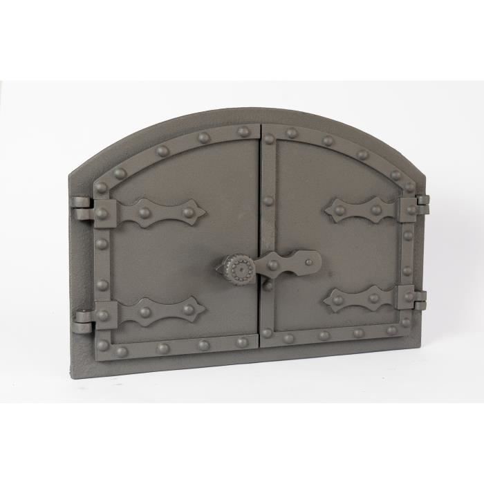 SEZAM Porte de four double en fonte avec loquet de porte aspect rivet porte de four à pizza four pain porte de four en pierre - vue 3