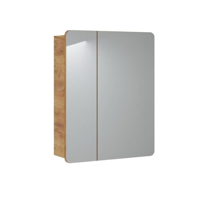 armoire miroir 2d - c o m a d - aruba white 841 - marron - fsc mix crédit
