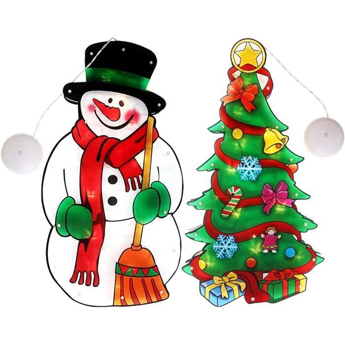 2PCS Lumières de fenêtre de Noël, Lumières de décoration de Noël à ventouse  LED, Décoration de fenêtre et fête Noël