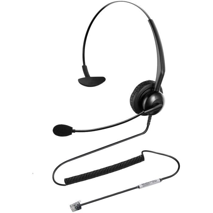 Casque pour Téléphone Fixe Filaire avec Microphone à Réduction de Bruit Compatible avec Les