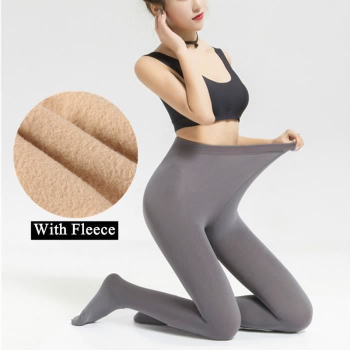 Collants Thermiques Femme Doublure Polaire - Taille Haute - 240g - Chauffants Hiver - Taille M Et L