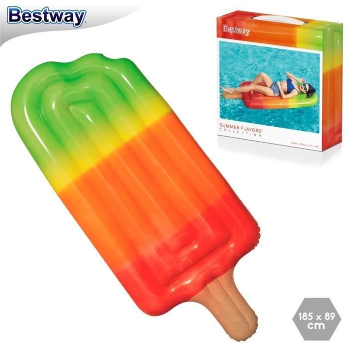 Matelas gonflable en forme de glace multicolore - BESTWAY - 185x95cm - Plastique - Mobilier de plage
