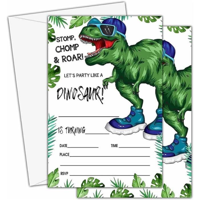 Carte d'invitations de dinosaures d'anniversaire de vecteur mignon bébé