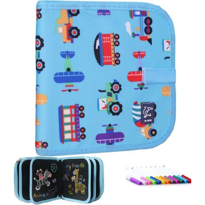 Tableau Doodle Réutilisable Pour Enfants - 12 Crayons, Livre Effaçable 14 Pages | Jeu Dessin Portable | Apprentissage