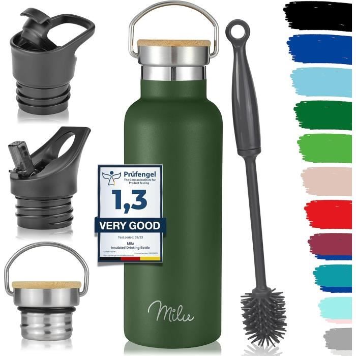 Acheter Bouteille d'eau en acier inoxydable de grande capacité avec couvercle, tasse à café, flacon sous vide, tasse thermique de voyage en plein air, bouteille thermos étanche
