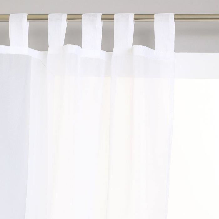 Doconovo Lot de 2 Rideaux Voilages Solide /à Pattes pour Cuisine 140x 175 cm Blanc