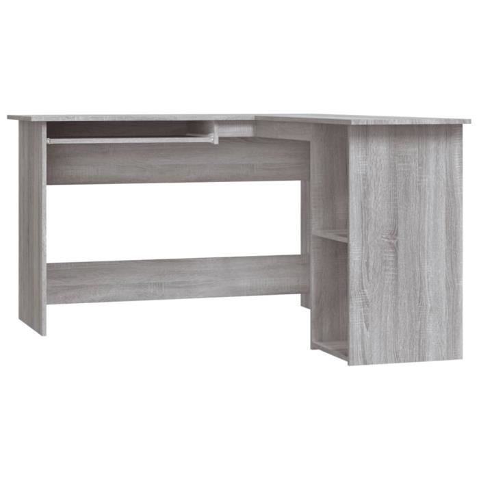 Bureau dangle - DILWE - Sonoma gris - 120x140x75 cm - Bois dingénierie - Design contemporain