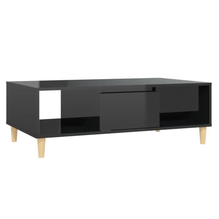 Table basse - DILWE - Noir brillant - Rectangulaire - Scandinave - Moderne