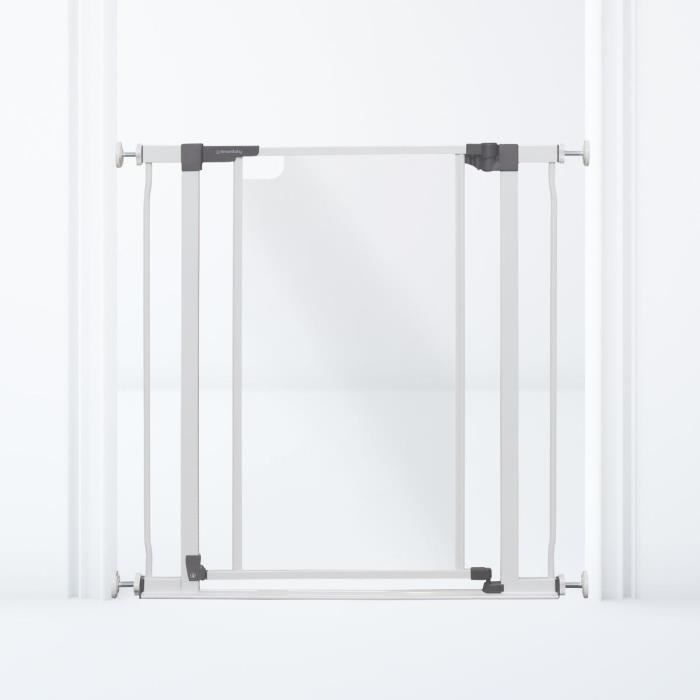 Barrière de sécurité à panneau transparent - DREAMBABY - Fonction maintien en position ouverte- Bas anti-chute - Blanc