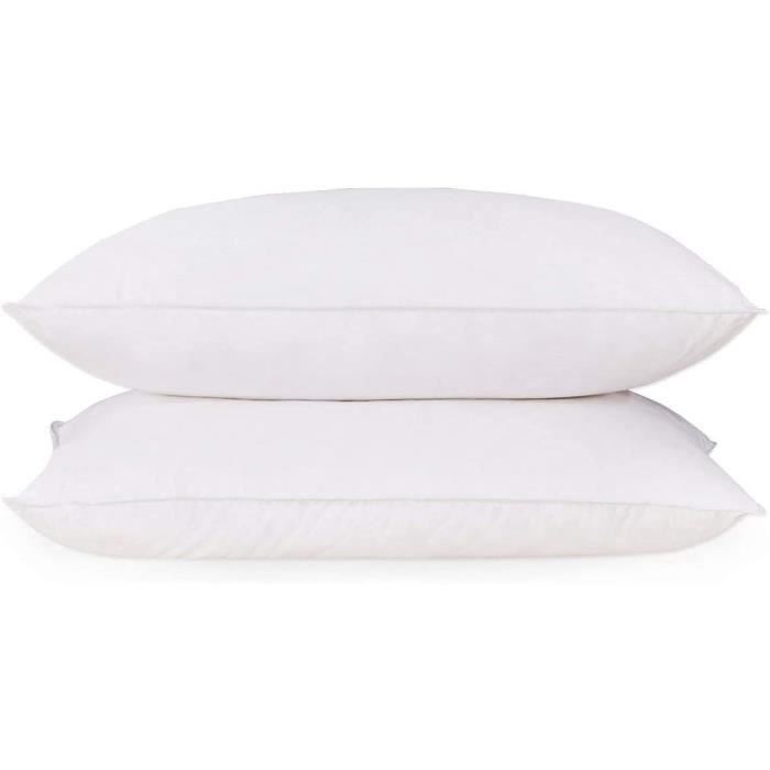 HOMESCAPES Lot de 4 oreillers en plumes de canard, 50 x 75 cm