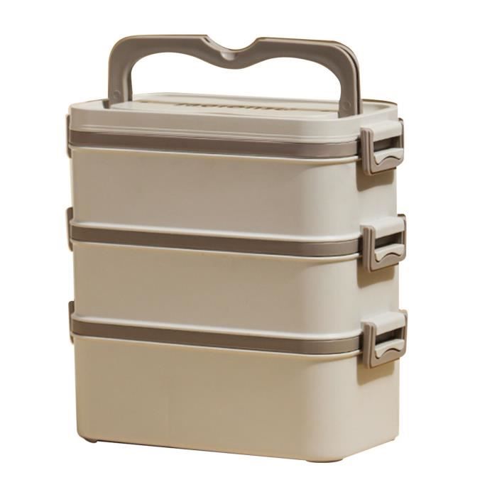 Lunch Box 3 Couches Inox - Boîte Repas Étanche Empilable - Style Nordique