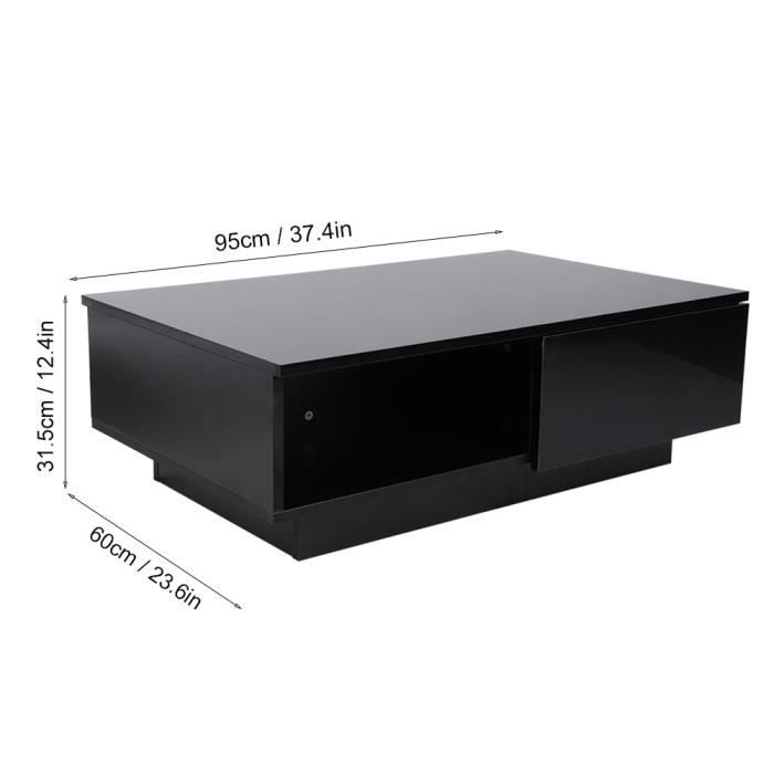 Table Basse Avec 2 Tiroirs, Finition Haute Brillance, 2 Niveaux De