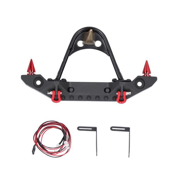 XUNJIAJIE Pare-chocs avant en acier avec manille/lumière LED pour voiture TRX4 1/10th Crawler