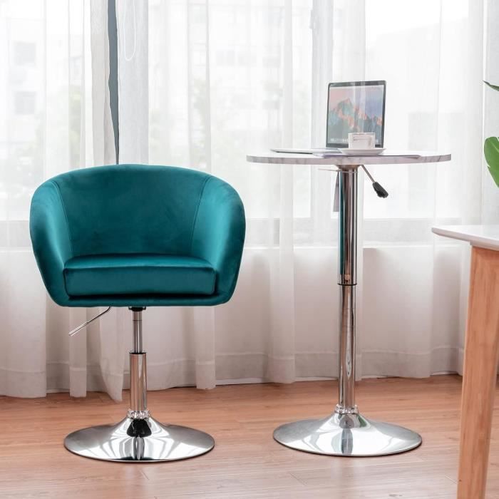 giantex tabouret de bar en velours,chaise de coiffeuse pivotante à 360°,hauteur réglable,fauteuil rembourré cadre en métal,vert