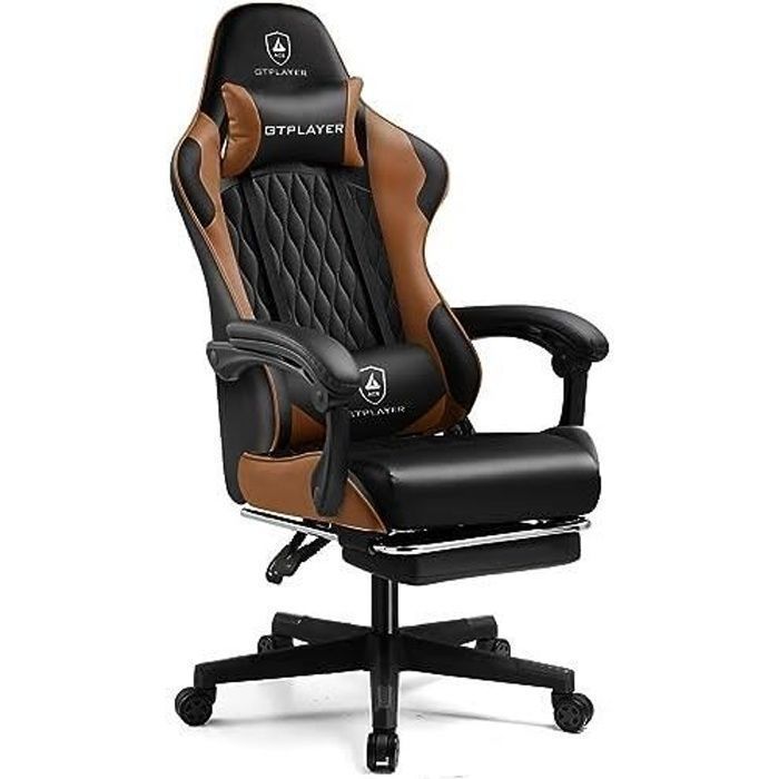 Chaise Gaming Hauteur Réglable Repose Pied Télescopique Appui tête et Support Lombaire - vue 2