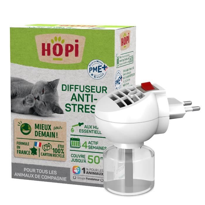 Meilleurs prix pour HOPI Diffuseur anti stress chat, chiens, lapins, rongeurs 45 ml et 1 Recharge - Favorise calme et bien-être - Fabriqué en France