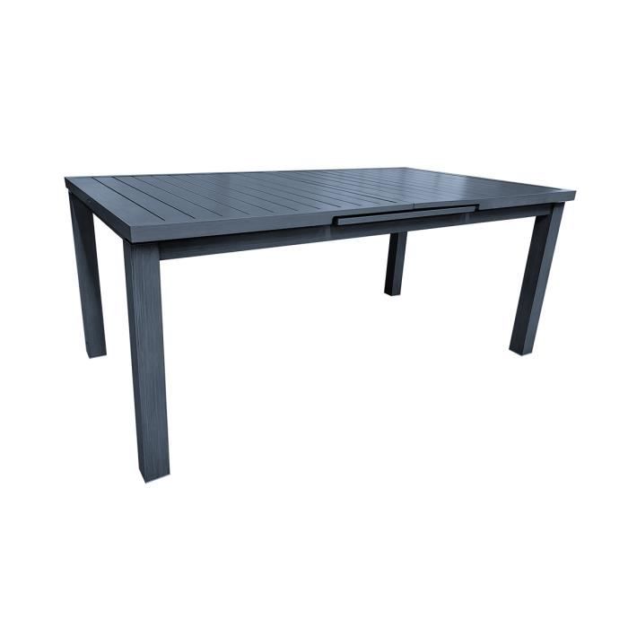 table de jardin extensible 8/10 personnes - gris bleut - 180/240 x 100 x 76 cm