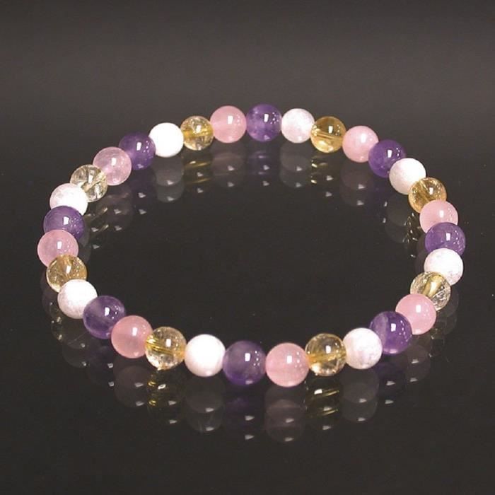 Bracelet Citrine Amethyste Pierre De Lune Quartz Rose Boules 6mm Achat Vente Bracelet Gourmette Bracelet Citrine Amethyste Cd