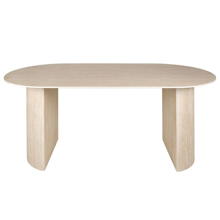 Maeva - table à manger - bois effet travertin - 6 personnes - Beige