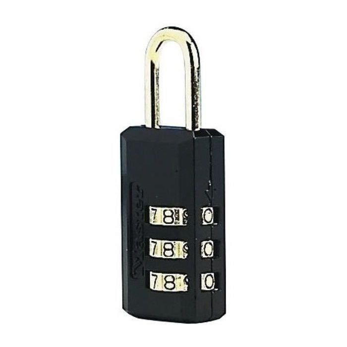 Cadenas à 3 chiffres Master Lock - Noir - Pour les bagages - Diamètre de l'anse 5 mm