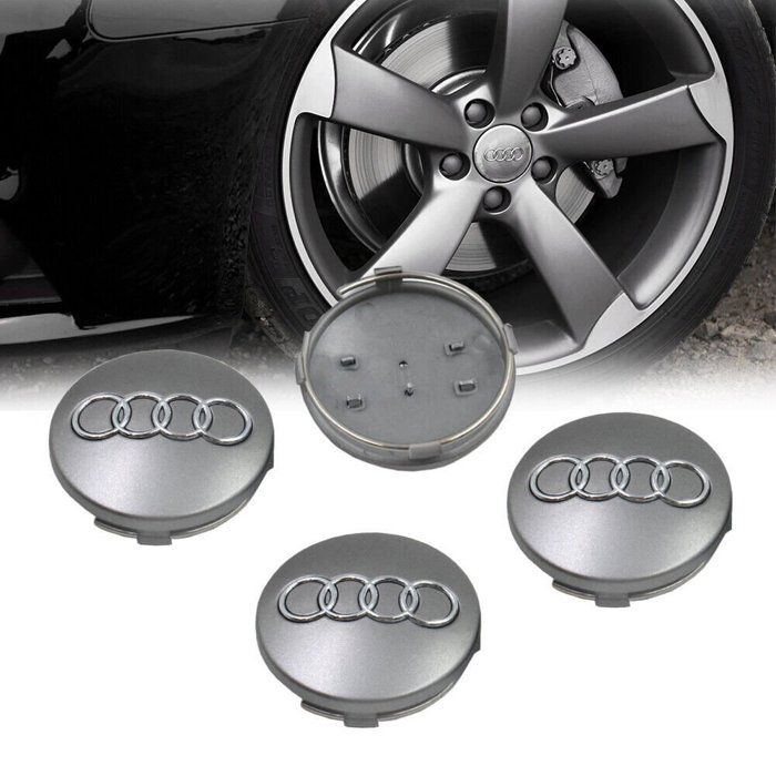 centre de roue audi 60mm gris - 4 caches moyeu - MasterShop®