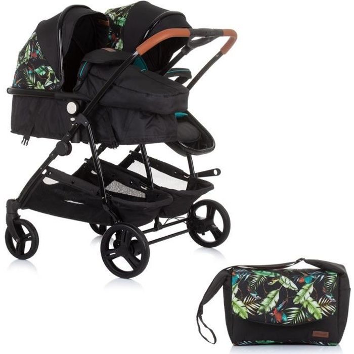 DUO SMART Poussette jumeaux ou enfants rapprochés largeur 79 cm Jungle sans cosy