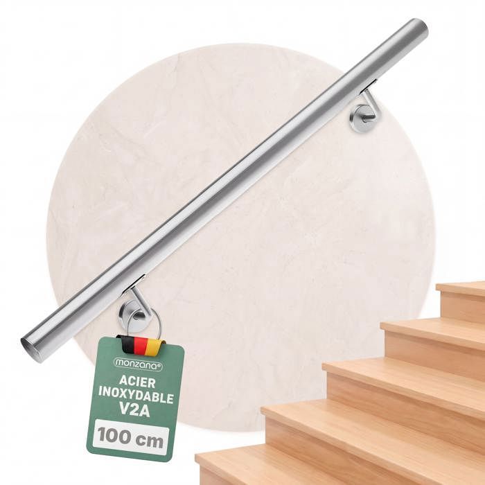 Supports Main Courante Acier Inoxydable Jingming - Lot De 2 - Poli Argenté - Pour Escalier Et Couloir