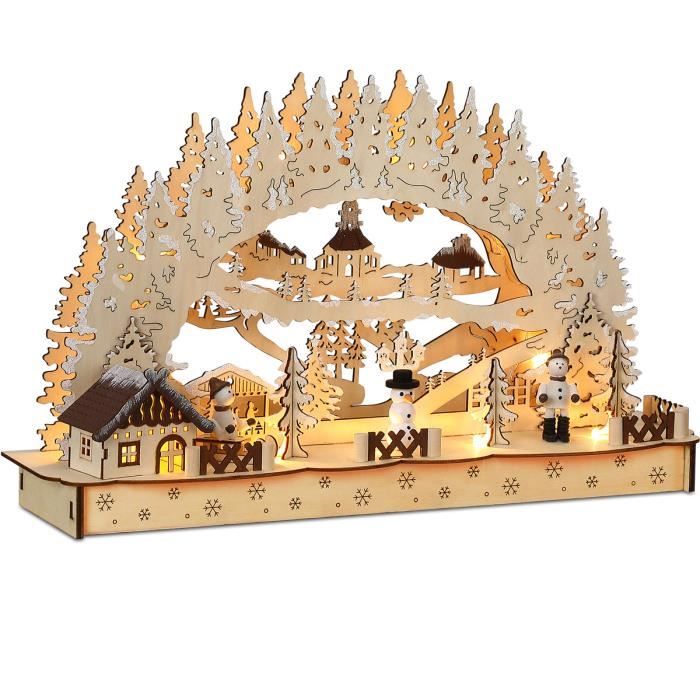 Chandelier en bois anthracite... EGLO Eglo Arche lumineuse de Noël avec 7 ampoules 
