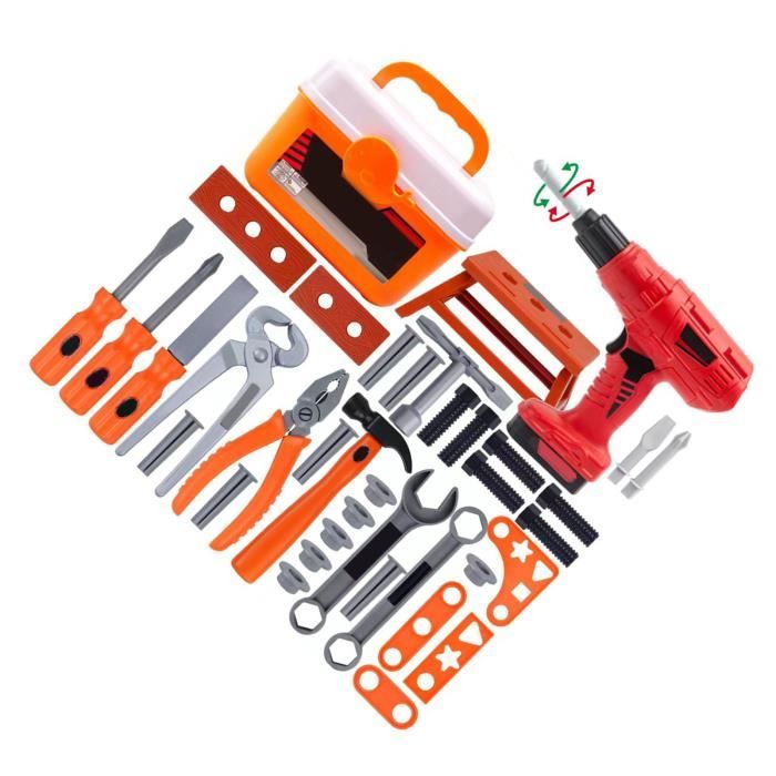 Mothinessto Ensemble doutils pour enfants avec perceuse électrique Ensemble doutils pour enfants 42 pièces avec jeux activite