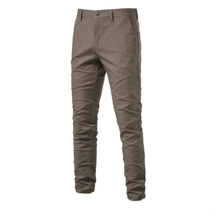 Pantalon Homme Pantalon Chino Homme Slim Fit Coupe Droite en Coton Taille 38 46 Pantalon Cargo Homme de Travail Classic Kaki Kaki Cdiscount Pret a Porter