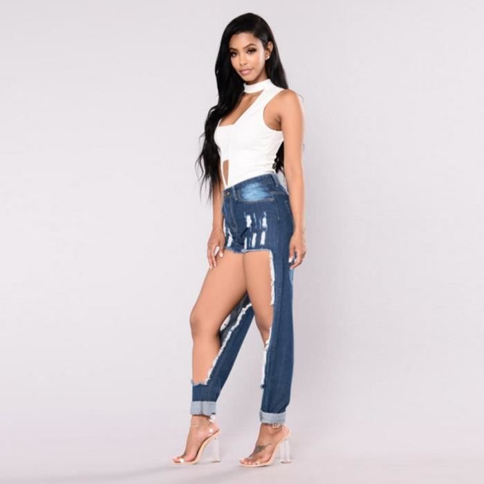 Jean taille haute a trou Clearance