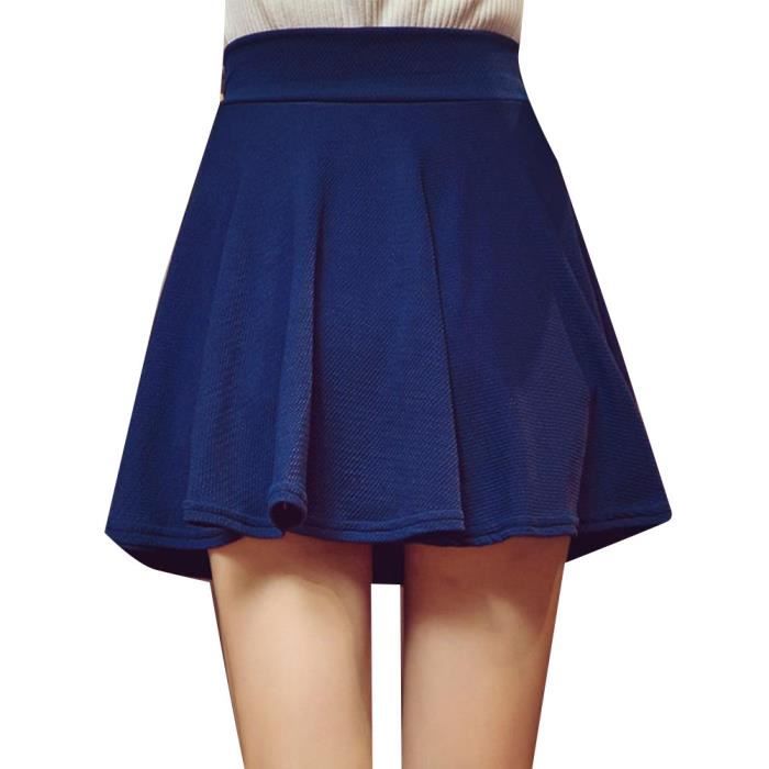 jupe courte plissée bleu marine